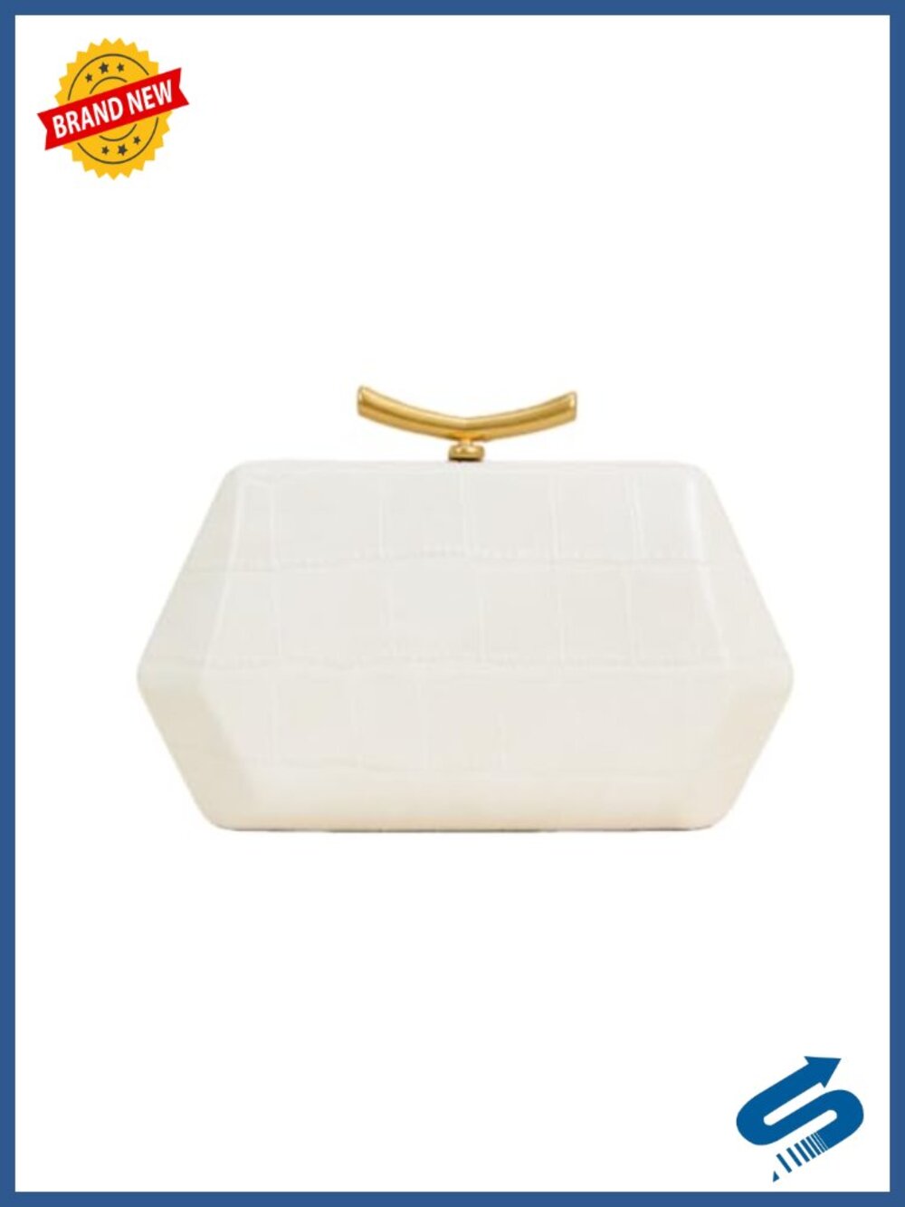 Alligator Print Evening Clutch Purse with Gold-Tone Frame, Magnetic Snap Closure